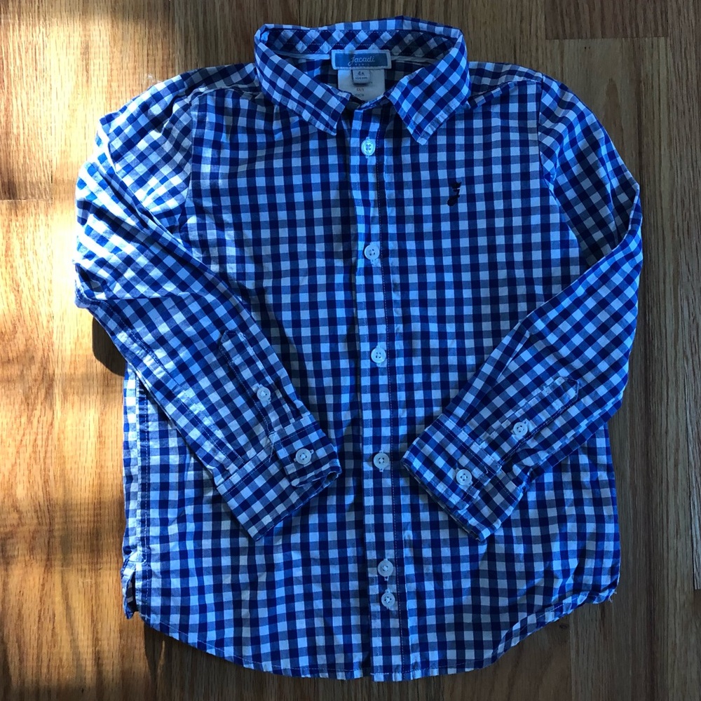 JACADI boys blue gingham button up shirt - 4A / 4T
